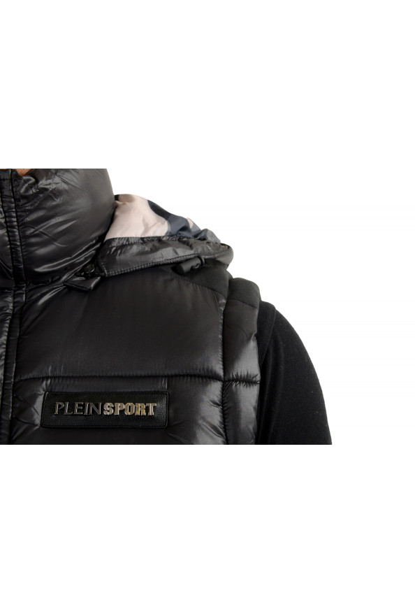 Plein Sport Men's Black Hooded Logo Print Zip Up Sleeveless Jacket Vest: Picture 4