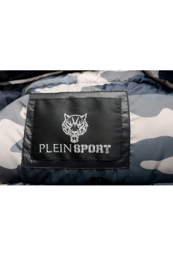 Plein Sport Men's Black Hooded Logo Print Zip Up Sleeveless Jacket Vest: Picture 6