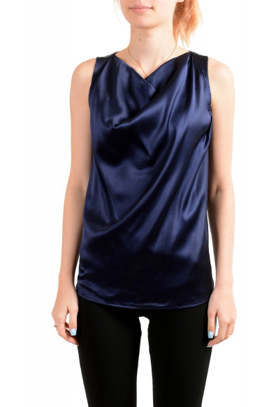 Dsquared2 Women's Navy Blue Silk Sleeveless Blouse Top