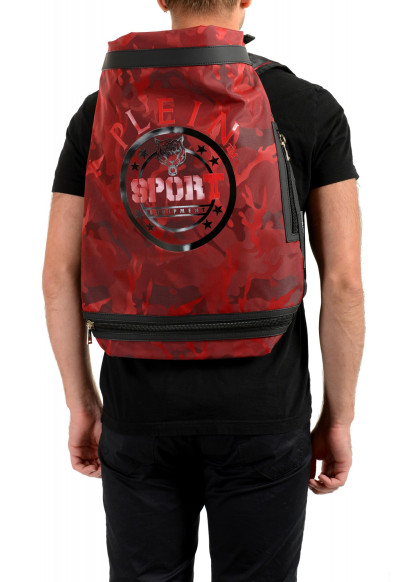Plein Sport Unisex Red Military Print Large Backpack Bag: Picture 2