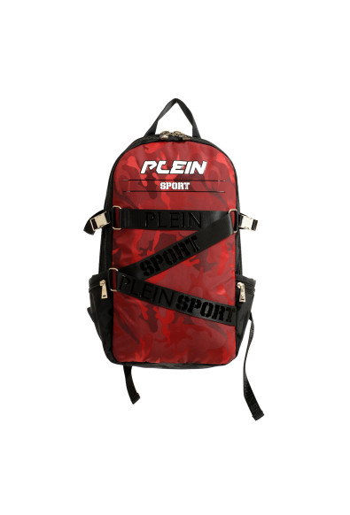 Plein Sport Unisex Military Print Red "ZAINO RUNNER" Backpack Bag