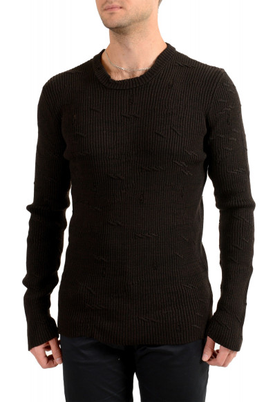 Dolce & Gabbana Men's Brown Distressed Look Wool Pullover Sweater 