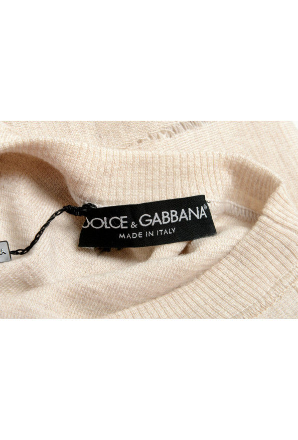 Dolce & Gabbana Men's Beige 100% Wool Distressed Look V-Neck Vest: Picture 5