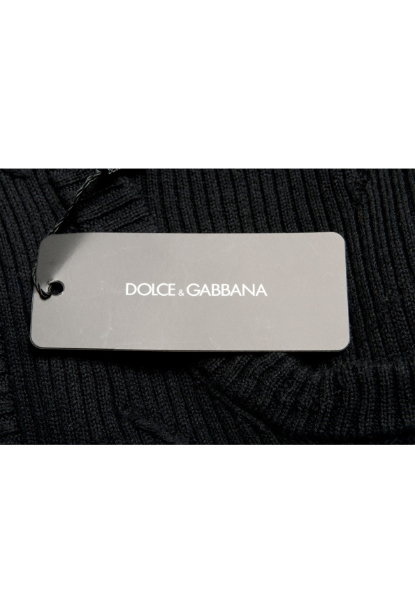 Dolce & Gabbana Men's Black 100% Wool Distressed Look V-Neck Vest: Picture 6