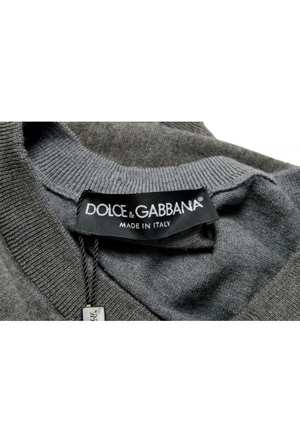 Dolce & Gabbana Men's Gray 100% Wool Distressed Look V-Neck Pullover Sweater: Picture 5