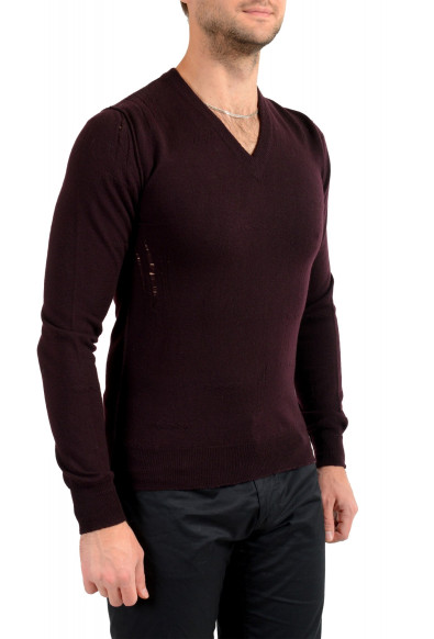 Dolce & Gabbana Men's Purple V-Neck 100% Wool Distressed Sweater: Picture 2