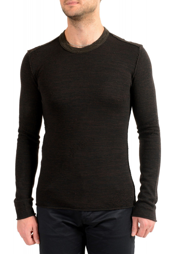 Dolce & Gabbana Men's Brown Wool Distressed Crewneck Sweater