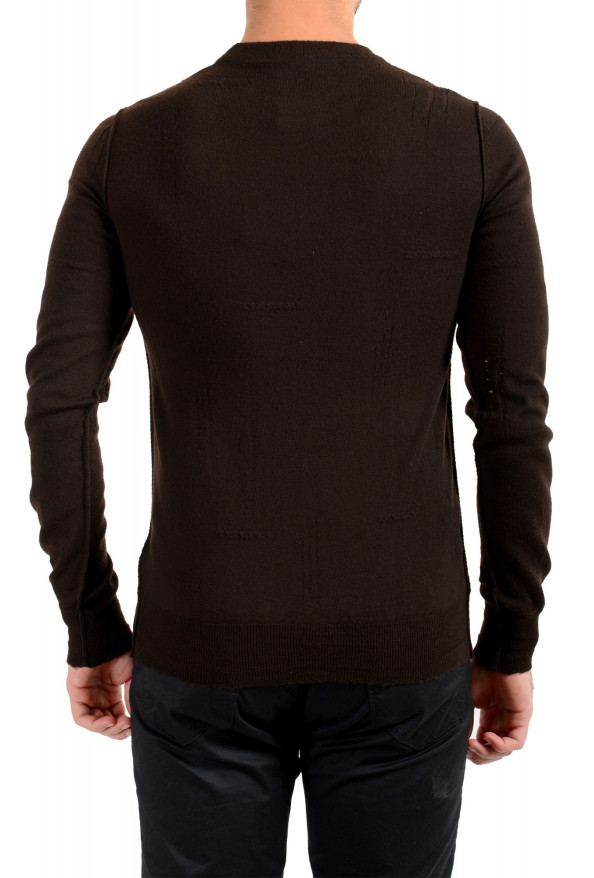 Dolce & Gabbana Men's Brown 100% Wool Distressed Look Crewneck Pullover Sweater: Picture 3