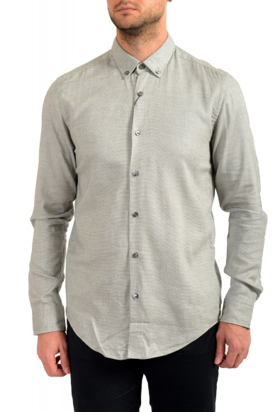 Hugo Boss Men's T-Rafael_F Slim Fit Gray Silk Cashmere Long Sleeve Casual Shirt