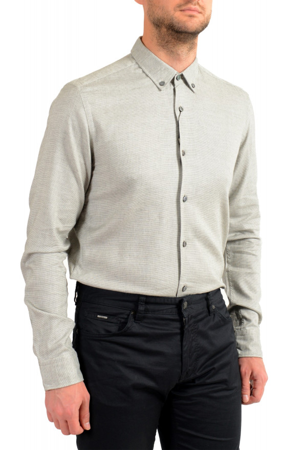 Hugo Boss Men's T-Rafael_F Slim Fit Gray Silk Cashmere Long Sleeve Casual Shirt: Picture 5