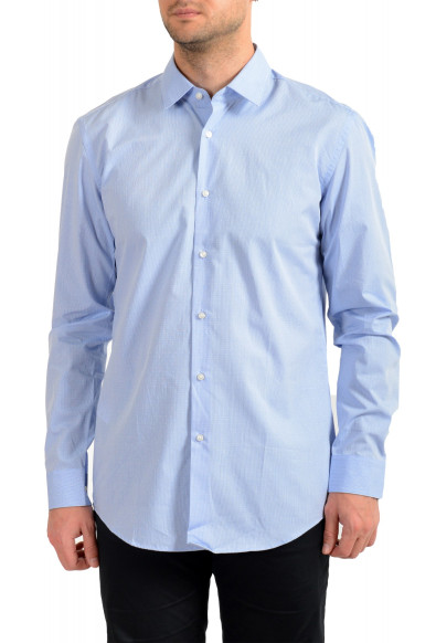 Hugo Boss Men's "Isko" Light Blue Slim Fit Plaid Long Sleeve Dress Shirt