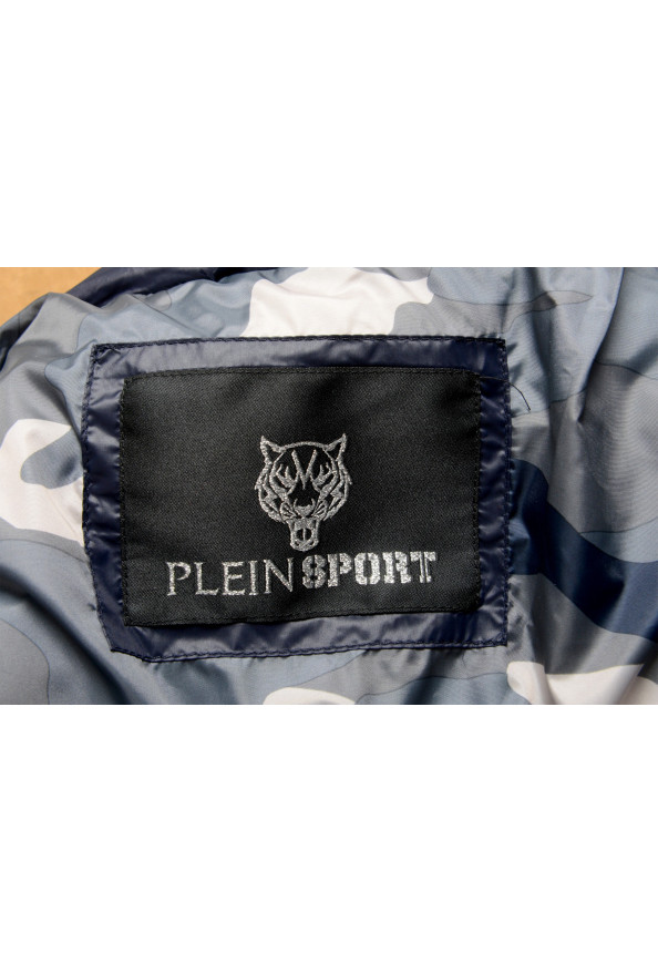 Plein Sport Men's Navy Blue Logo Print Zip Up Parka Vest With Detachable Sleeves: Picture 8