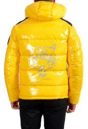 Plein Sport Men's Yellow Logo Print Zip Up Hooded Parka Jacket: Picture 3