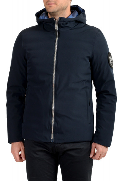Plein Sport Men's Logo Print Zip Up Multi-Color Reversible Hooded Parka Jacket