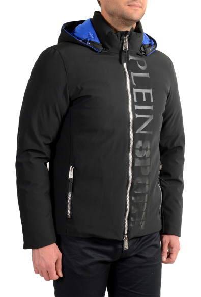 Plein Sport Men's Black Logo Print Zip Up Hooded Parka Jacket: Picture 2