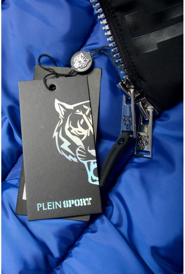 Plein Sport Men's Black Logo Print Zip Up Hooded Parka Jacket: Picture 8