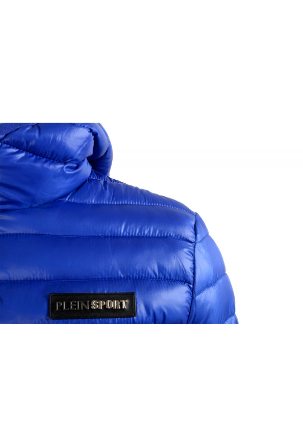 Plein Sport Men's Blue Hooded Logo Print Zip Up Parka Jacket: Picture 4