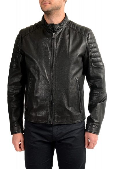 Hugo Boss Men's "Galini" 100% Leather Black Bomber Jacket