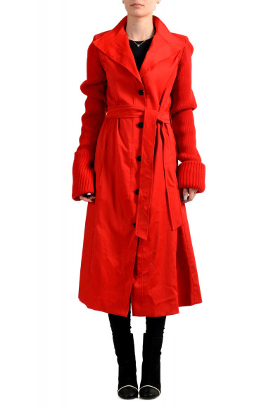Viktor & Rolf Women's Red Wool Button Down Belted Coat