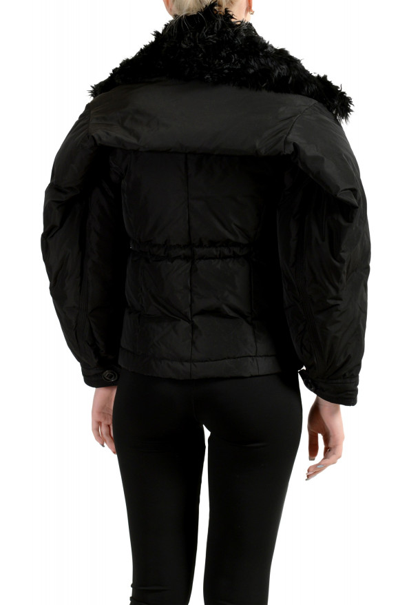 Dsquared2 Women's Black Alpaca Fur Trimmed Down Full Zip Jacket: Picture 3