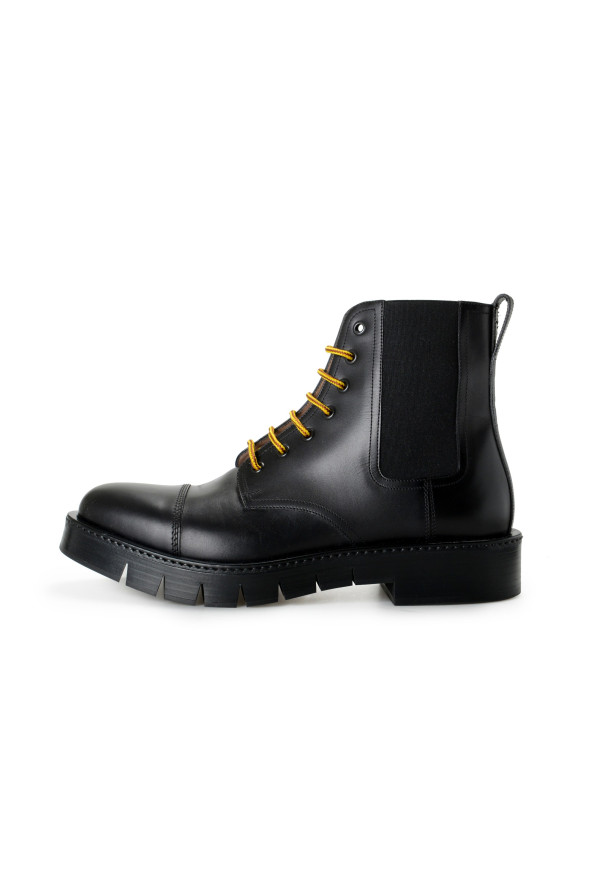 Salvatore Ferragamo Men's "ROSCO" Black Combat Leather Boots Shoes: Picture 2