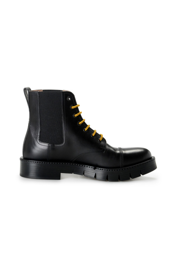 Salvatore Ferragamo Men's "ROSCO" Black Combat Leather Boots Shoes: Picture 4