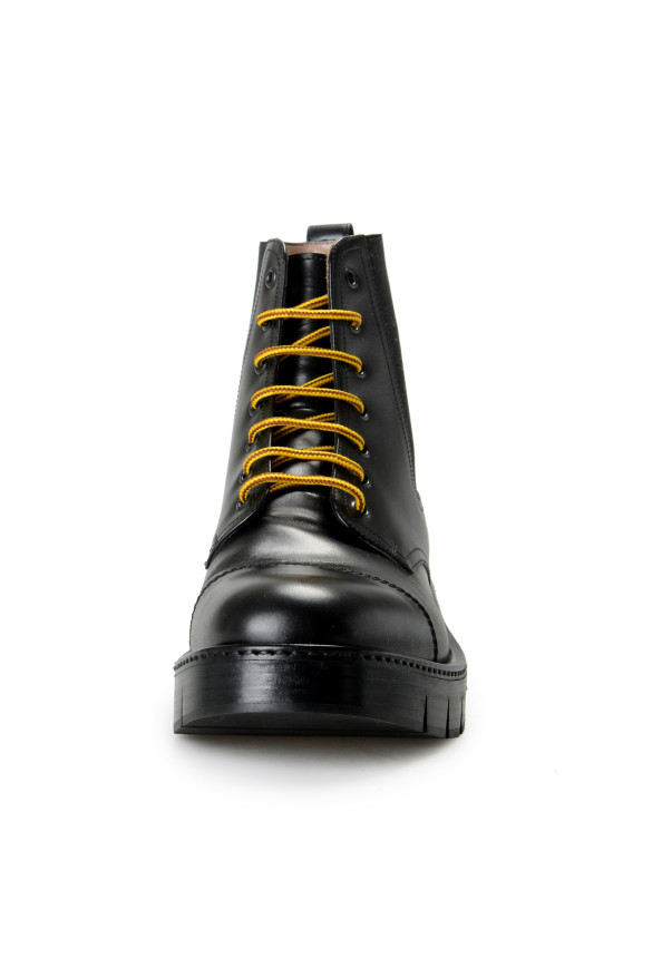 Salvatore Ferragamo Men's "ROSCO" Black Combat Leather Boots Shoes: Picture 5