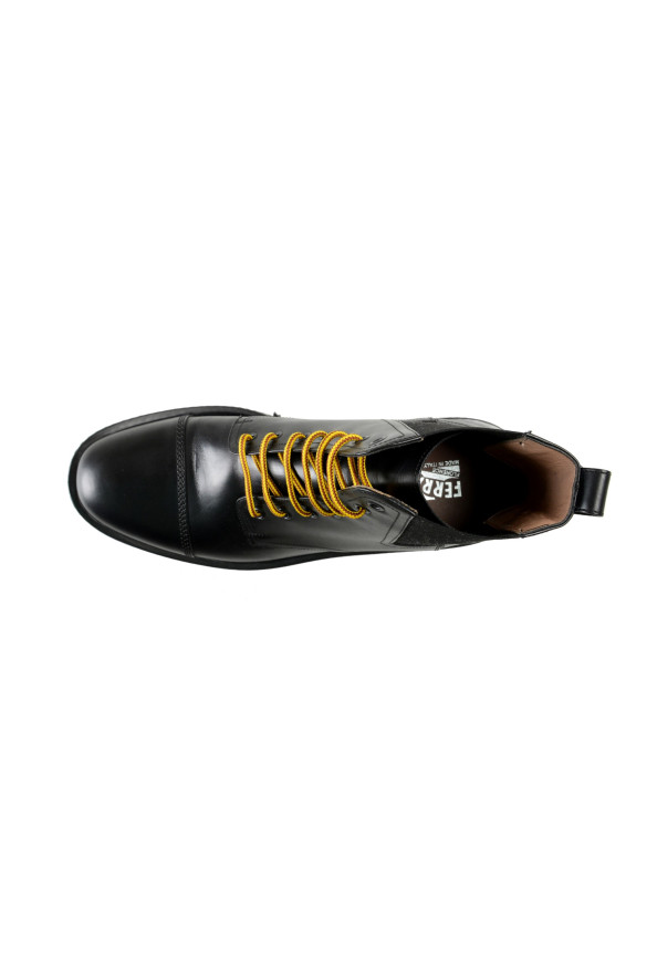 Salvatore Ferragamo Men's "ROSCO" Black Combat Leather Boots Shoes: Picture 7