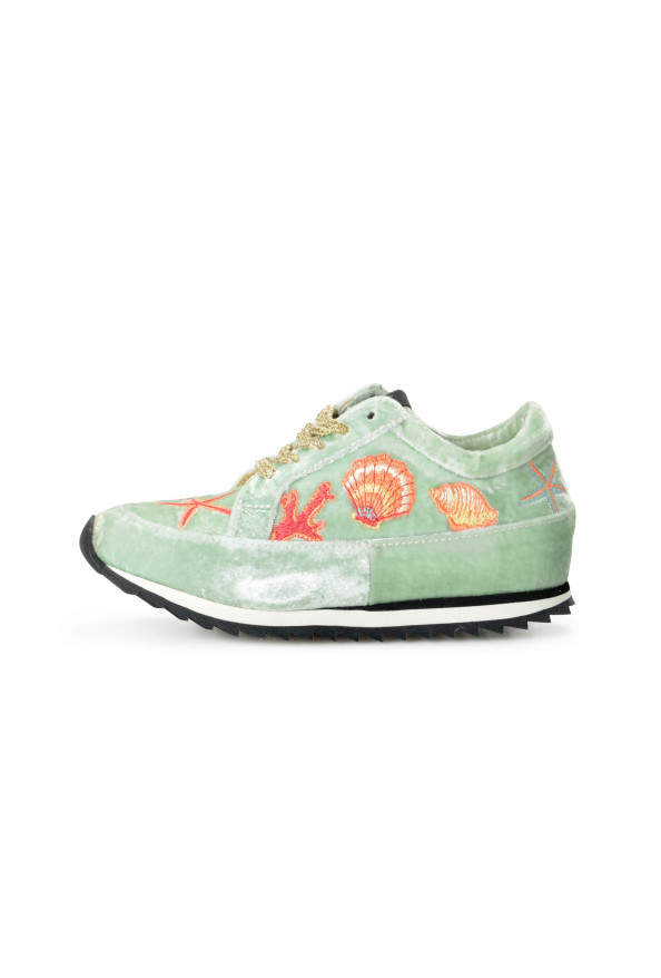 Charlotte Olympia Girls "INCY WORK IT! OCEANIC" Velvet Leather Sneakers Shoes: Picture 2