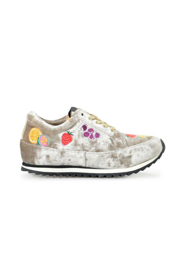 Charlotte Olympia Girls "INCY WORK IT!FRUIT SALAD" Velvet Leather Sneakers Shoes: Picture 4