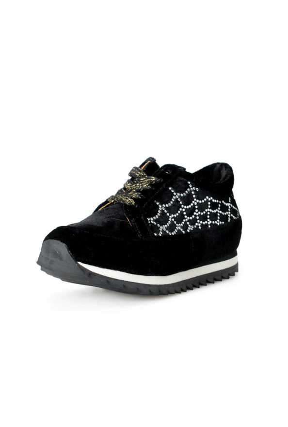 Charlotte Olympia Girls Black "Spider Net" Velvet Leather Sneakers Shoes: Picture 2