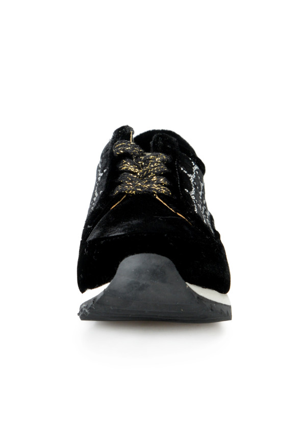 Charlotte Olympia Girls Black "Spider Net" Velvet Leather Sneakers Shoes: Picture 6