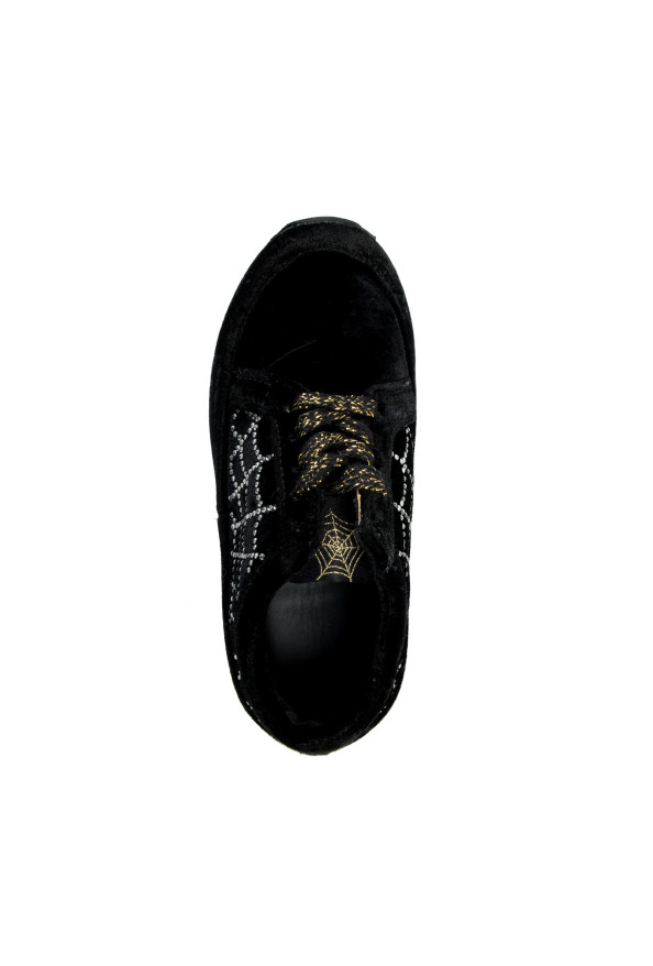 Charlotte Olympia Girls Black "Spider Net" Velvet Leather Sneakers Shoes: Picture 8