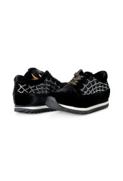 Charlotte Olympia Girls Black "Spider Net" Velvet Leather Sneakers Shoes