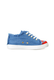 Charlotte Olympia Girls "INCY KISS ME SNEAKERS" Denim Leather Sneakers Shoes: Picture 4