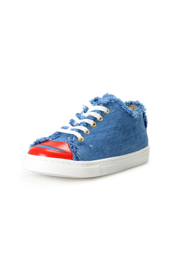 Charlotte Olympia Girls "INCY KISS ME SNEAKERS" Denim Leather Sneakers Shoes