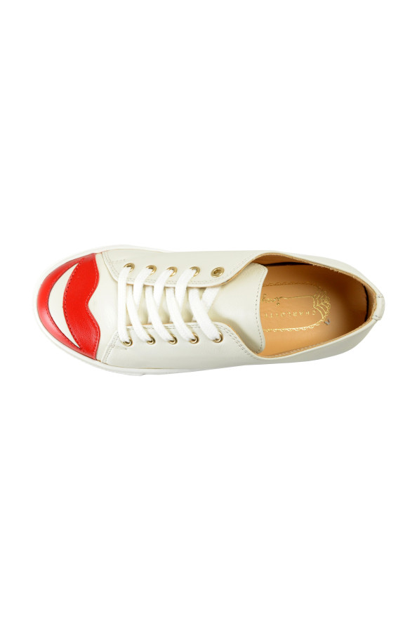 Charlotte Olympia Girls "INCY KISS ME SNEAKERS" Off White Leather Sneakers Shoes: Picture 7