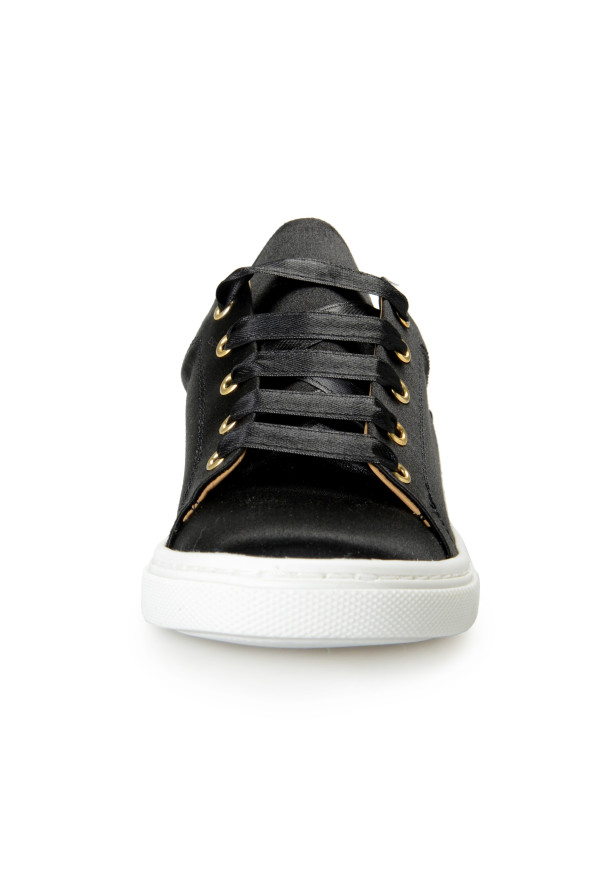 Charlotte Olympia Girls Black Satin Leather Fashion Sneakers Shoes: Picture 5