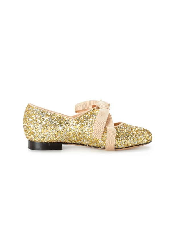 Charlotte Olympia Girls INCY OLIVIA Platinum Glitter Leather Ballet Flats Shoes: Picture 4