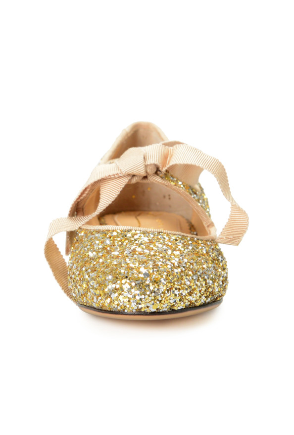 Charlotte Olympia Girls INCY OLIVIA Platinum Glitter Leather Ballet Flats Shoes: Picture 5