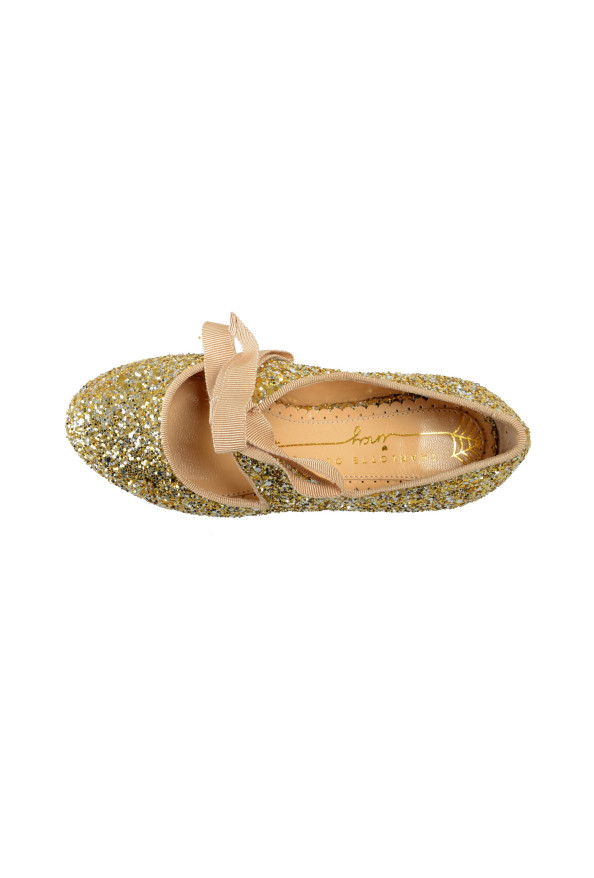 Charlotte Olympia Girls INCY OLIVIA Platinum Glitter Leather Ballet Flats Shoes: Picture 7