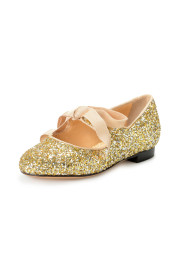 Charlotte Olympia Girls INCY OLIVIA Platinum Glitter Leather Ballet Flats Shoes