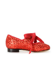 Charlotte Olympia Girls "INCY OLIVIA" Red Glitter Leather Ballet Flats Shoes: Picture 4