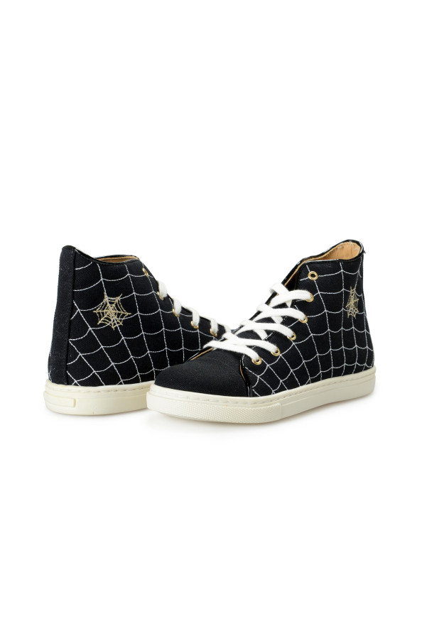 Charlotte Olympia Girls "INCY WEB HIGH-TOPS" Black Canvas Leather Sneakers Shoes: Picture 8