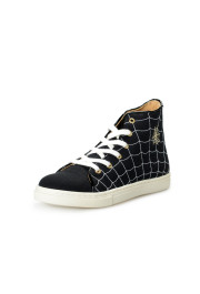 Charlotte Olympia Girls "INCY WEB HIGH-TOPS" Black Canvas Leather Sneakers Shoes