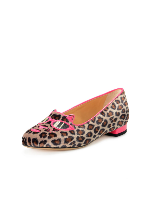 Charlotte Olympia Girls "INCY PRETTY IN PINK KITTY" Leather Ballet Flats Shoes
