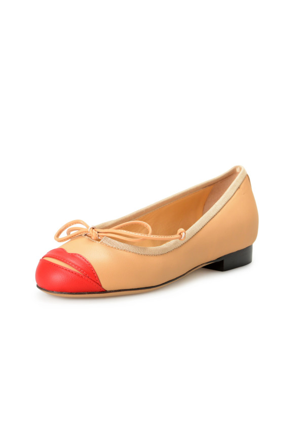 Charlotte Olympia Girls "INCY KISS ME DARCY" Beige Leather Ballet Flats Shoes