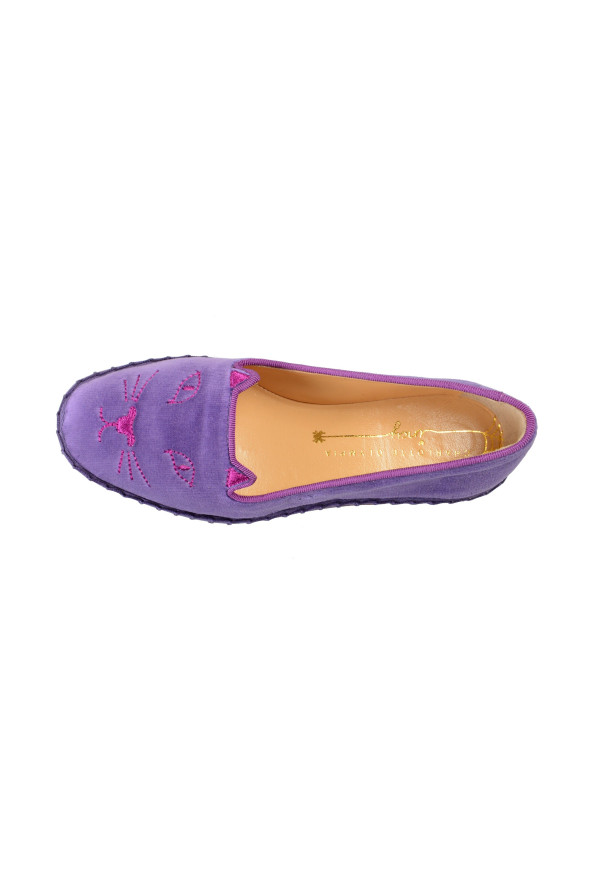 Charlotte Olympia Girls "INCY VENETIAN CATS" Purple Velvet Ballet Flats Shoes: Picture 7
