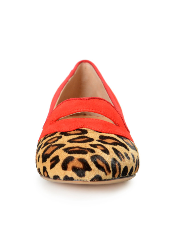 Charlotte Olympia Girls "INCY BISOUX" RED Pony Hair Leather Ballet Flats Shoes: Picture 5
