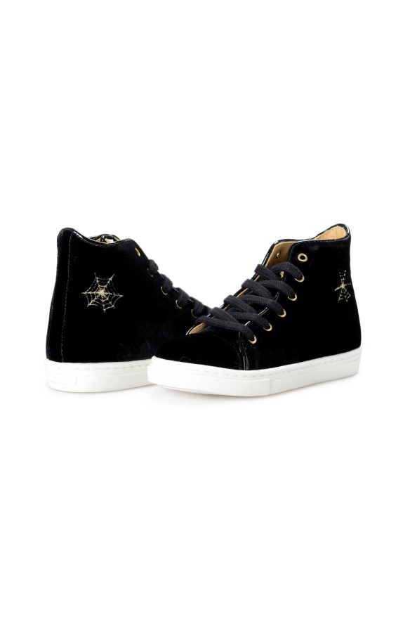 Charlotte Olympia Girls "INCY PURRRFECT HIGH-TOPS" Velvet Leather Sneakers Shoes: Picture 8